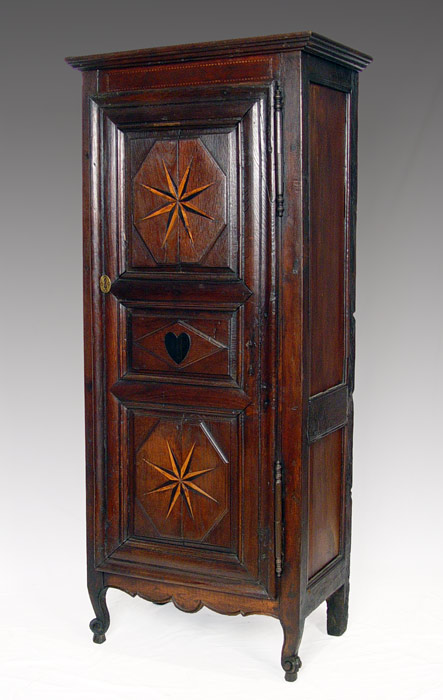 Appraisal: COUNTRY FRENCH PROVINCIAL CUPBOARD CA Single door paneled and inlay