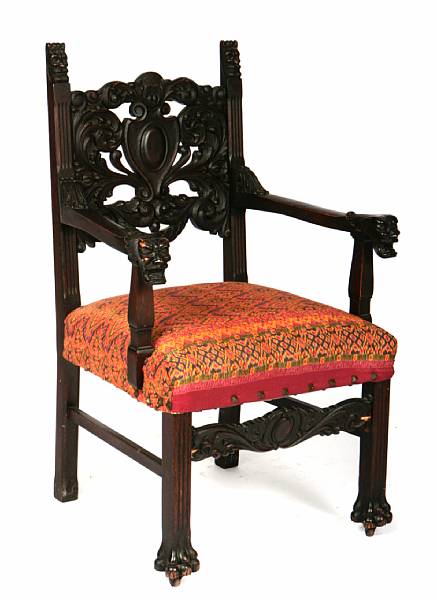 Appraisal: A Baroque style walnut side chair height in