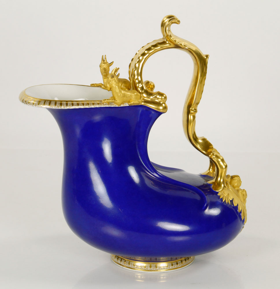 Appraisal: - KPM Ewer KPM cobalt blue ewer porcelain with gilt