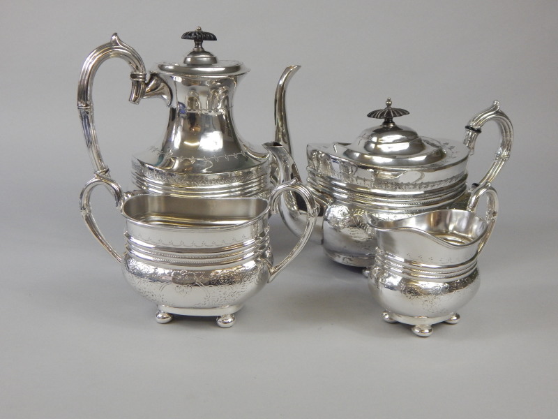 Appraisal: A Victorian silver plated four piece tea and coffee set