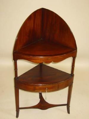 Appraisal: A MAHOGANY QUADRANT CORNER WASHSTAND early th century and later