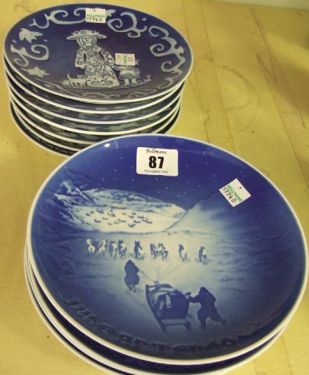 Appraisal: Seven Royal Copenhagen collectors plates and four Bing and Grondahl