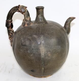 Appraisal: Chinese glazed terra cotta gourd pitcher Chinese glazed terra cotta