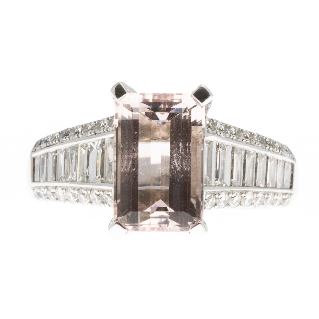 Appraisal: A morganite and diamond set ring claw set with a