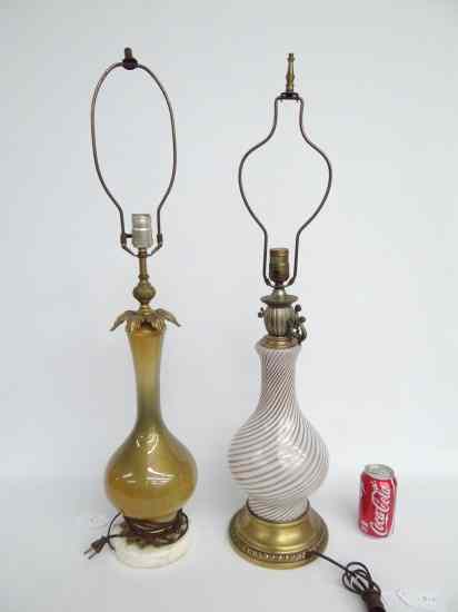 Appraisal: Lot two vintage Murano glass lamps '' Overall Ht each