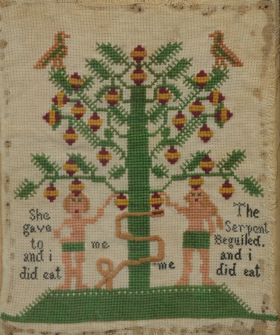 Appraisal: Adam and Eve Sampler Ohio ca - x sight -