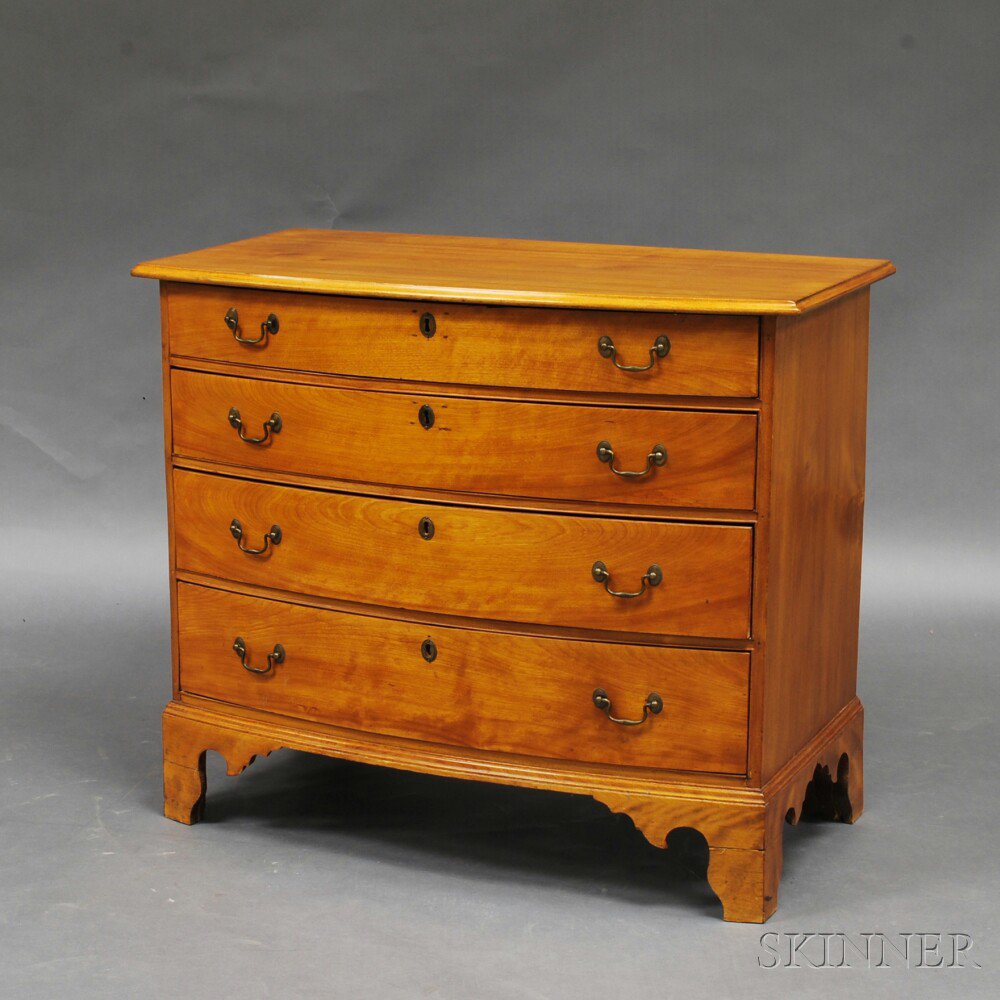 Appraisal: Chippendale Birch Bowfront Chest of Drawers New England th century