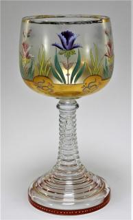 Appraisal: Czech Bohemian Gilt Enamel Painted Glass Goblet CZECHOSLOVAKIA EARLY TH