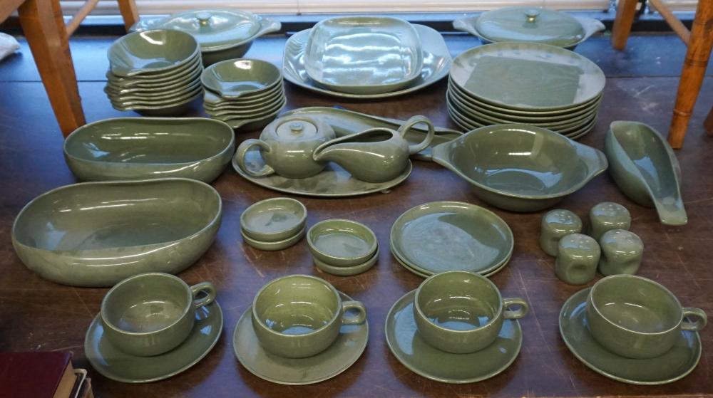 Appraisal: RUSSELL WRIGHT FOR STEUBENVILLE 'CEDAR GREEN' PORCELAIN DINNER SERVICE PIECESRussell