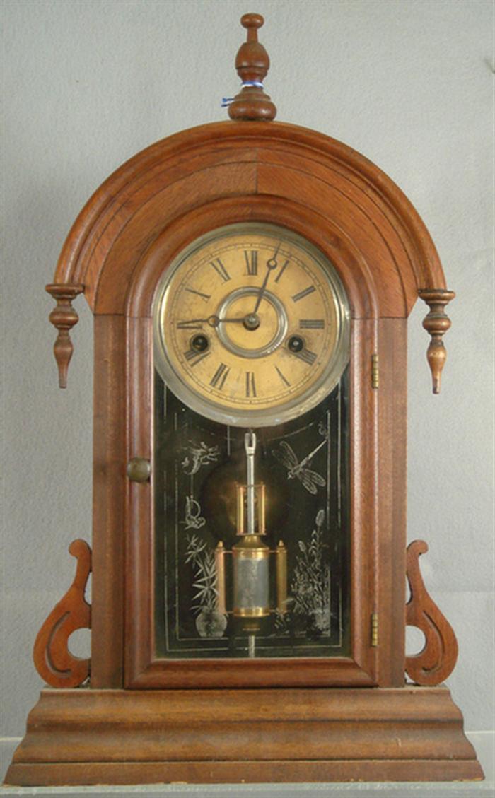 Appraisal: Barnes Brothers walnut teardrop mantle clock hr h running p