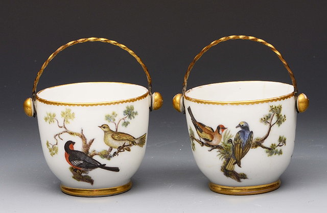 Appraisal: A PAIR OF PARIS LA COURTILLE PORCELAIN SMALL PAILS with