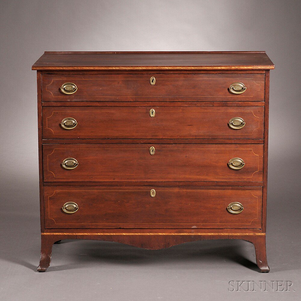 Appraisal: Federal Inlaid Cherry Chest of Drawers possibly Worcester County early