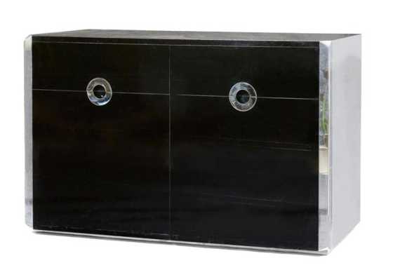 Appraisal: RIZZO WILLY SIDEBOARD designed circa Black lacquer and chromed metal