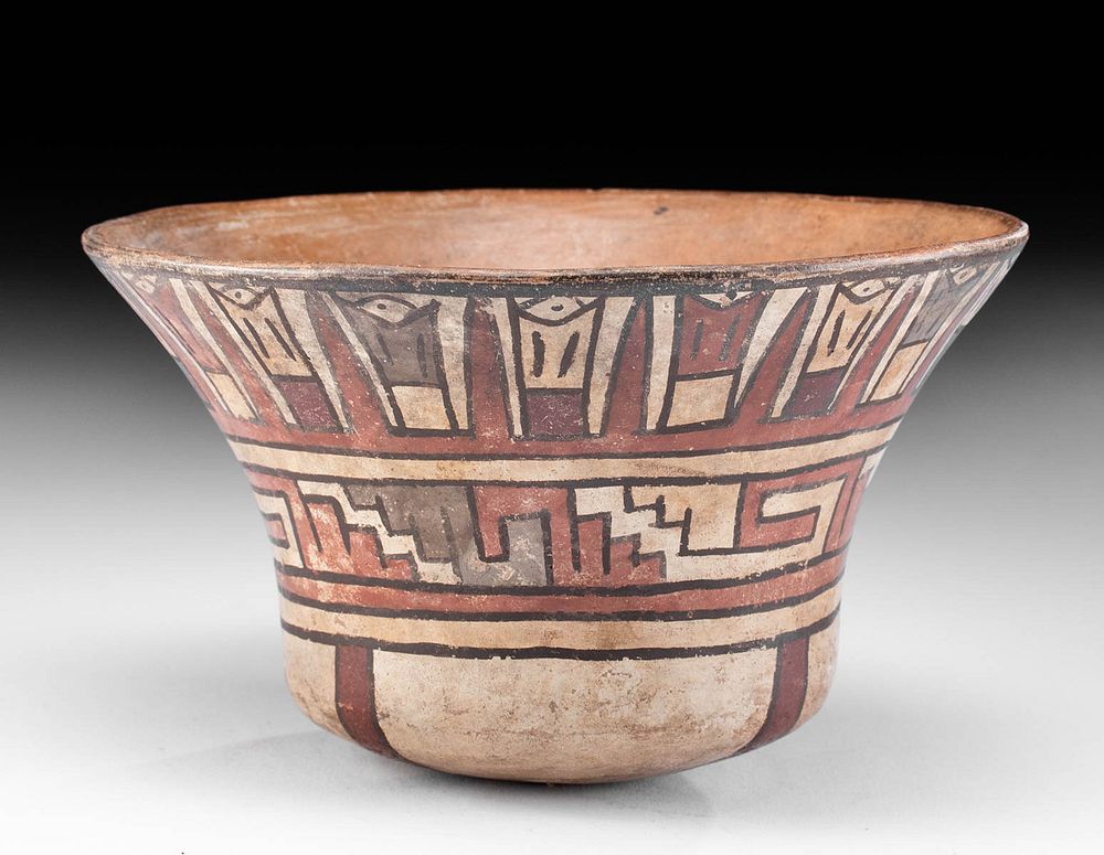 Appraisal: Nazca Polychrome Bowl w Step Pyramid Motif Pre-Columbian Peru Nazca