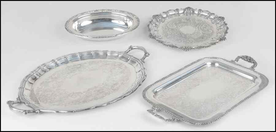 Appraisal: INTERNATIONAL SILVERPLATE TRAY Together with a two handled silverplate tray