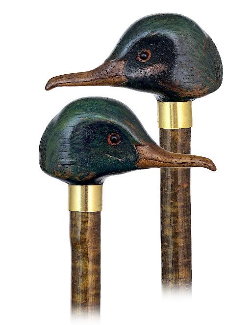 Appraisal: Duck Head Cane Exclusive on Bidsquare Duck Head Cane-Ca -Fruitwood