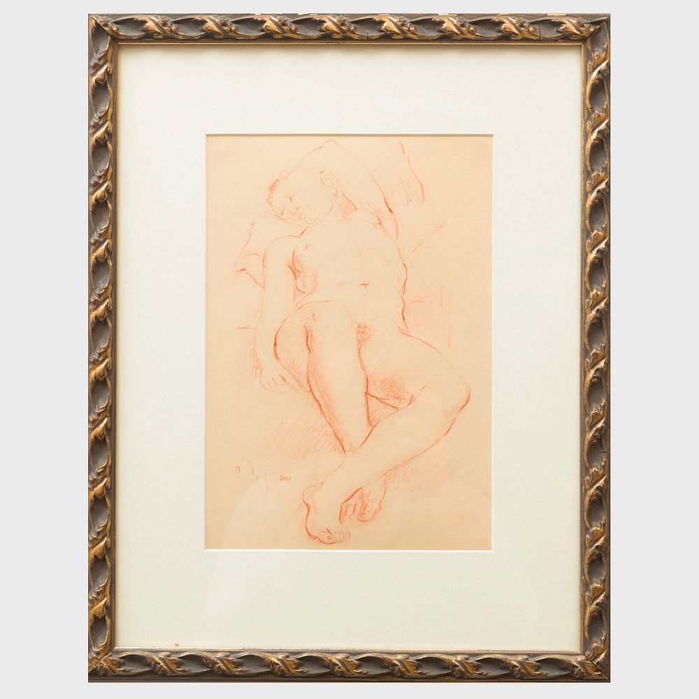 Appraisal: Charles Despiau - Reclining Figure Red crayon on paper signed