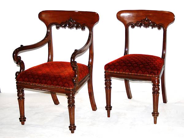 Appraisal: A set of six William IV mahogany dining chairs comprising