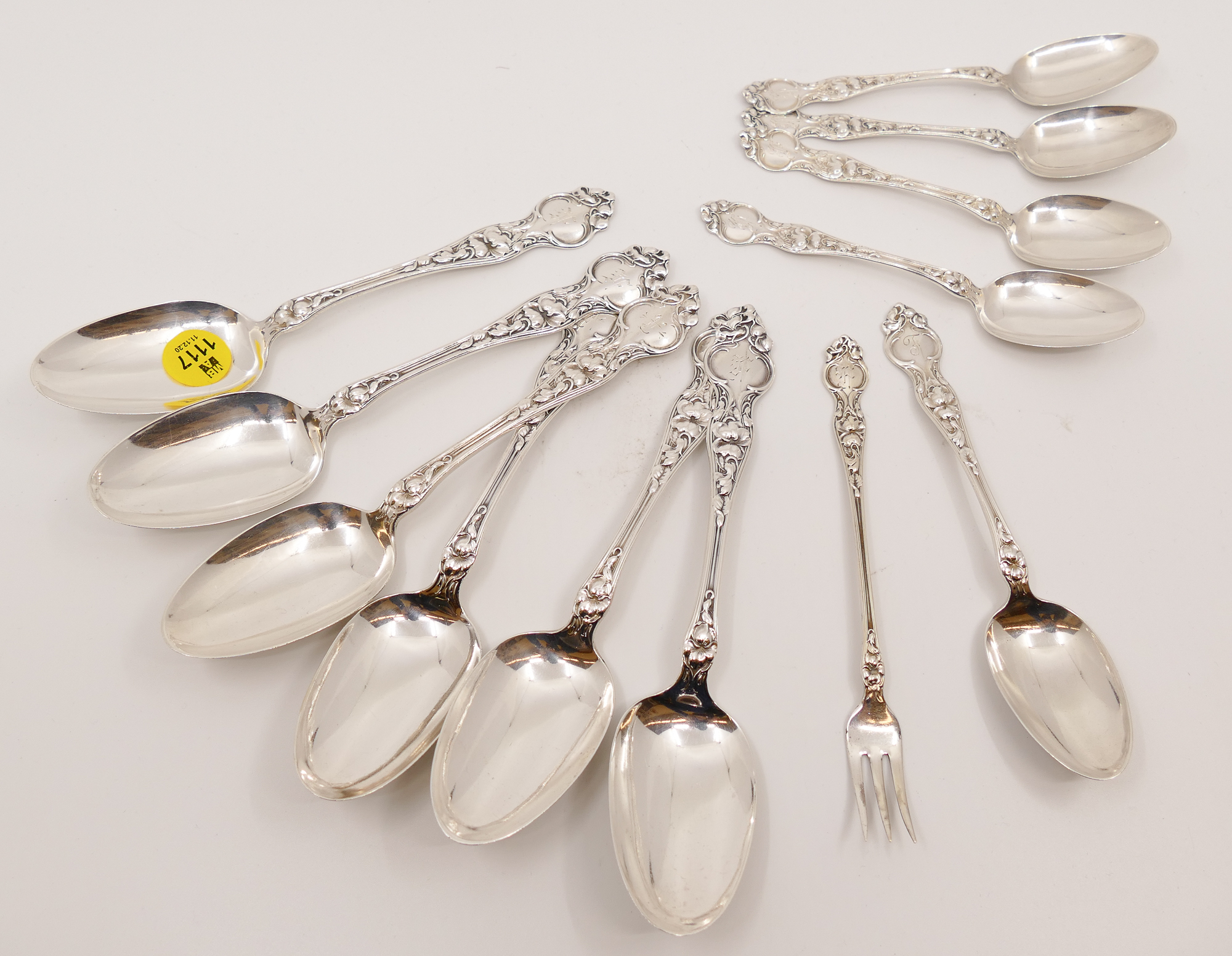 Appraisal: pc Wallace Violet Pattern Art Nouveau Sterling Flatware- g