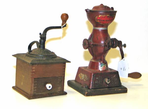 Appraisal: American Coffee Grinders Three American coffee grinders early-mid th century