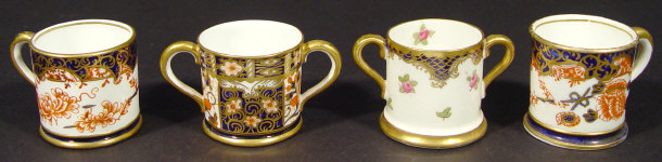 Appraisal: Royal Crown Derby miniature loving cup and two similar miniature