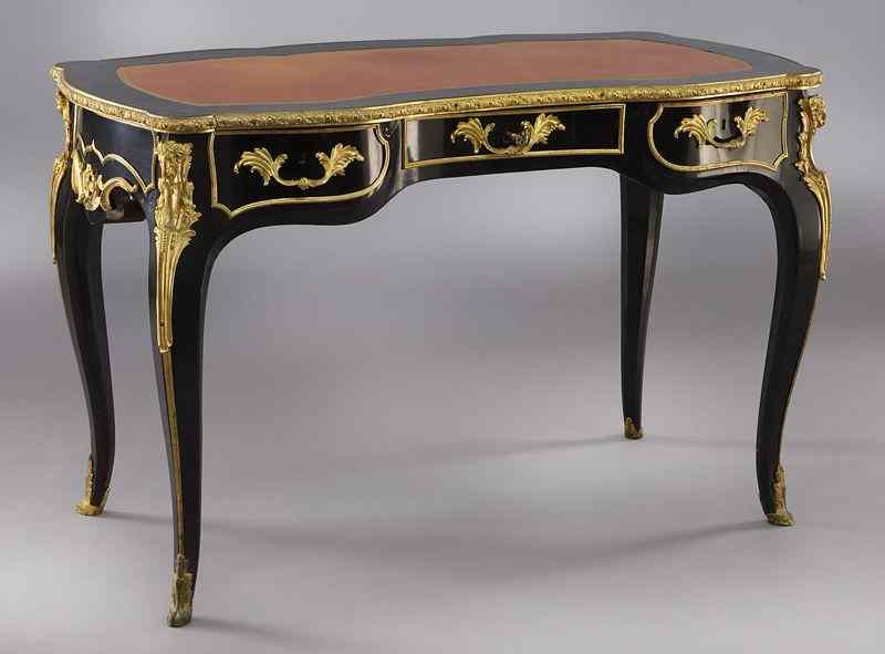 Appraisal: Napoleon III ormolu mounted ebonized bureau plathaving an inset leather