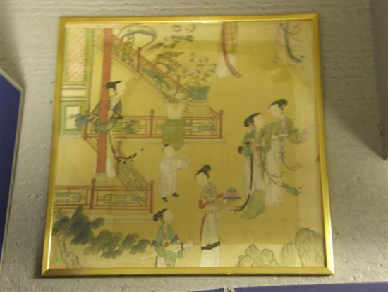 Appraisal: Chinese School th century figures in a garden watercolour on