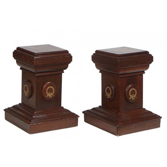 Appraisal: Pair of Bronze Ormolu Mounted Mahogany Low Pedestals th c