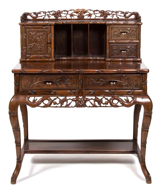 Appraisal: Sale Lot A Chinese Carved Elmwood Writing Desk th century