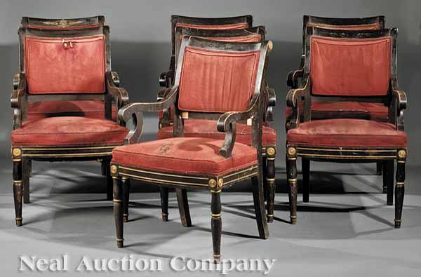 Appraisal: A Set of Seven Napoleon III Gilt Bronze-Mounted and Ebonized