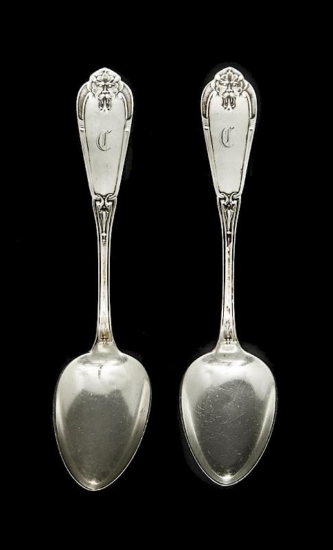 Appraisal: Vanderslice coin silver spoons gargoyle pattern Vanderslice coin silver spoons