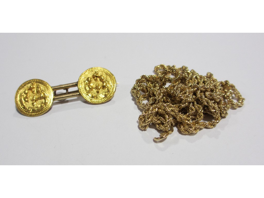 Appraisal: Lot comprising a ct gold rope chain snapped and a