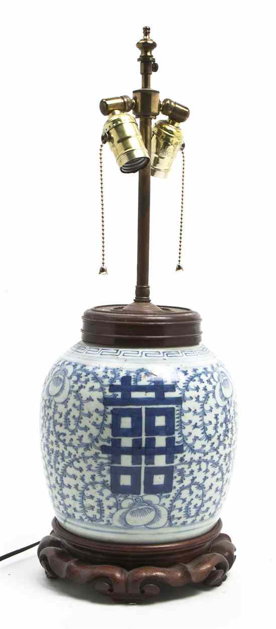 Appraisal: A Chinese Blue and White Porcelain Double Happiness Ginger Jar