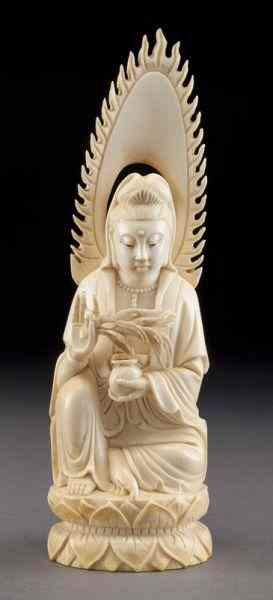 Appraisal: Chinese carved ivory Guanyin International buyers should note that several