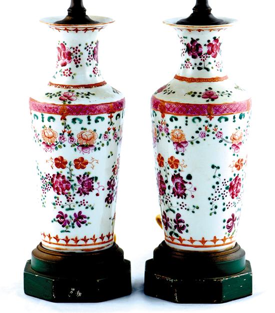 Appraisal: Pair Chinese Export porcelain vases converted to lamps th century