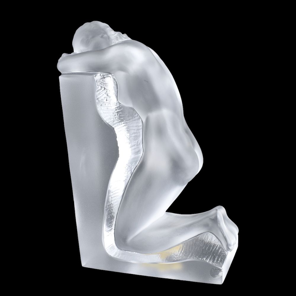 Appraisal: Lalique Reverie Bookend Lalique Crystal Reverie Single Bookend Signed Measures