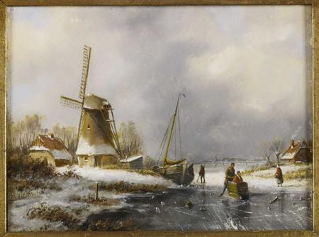 Appraisal: M VERMEULEN DUTCH TH CENTURY A WINTER LANDSCAPE WITH FIGURES