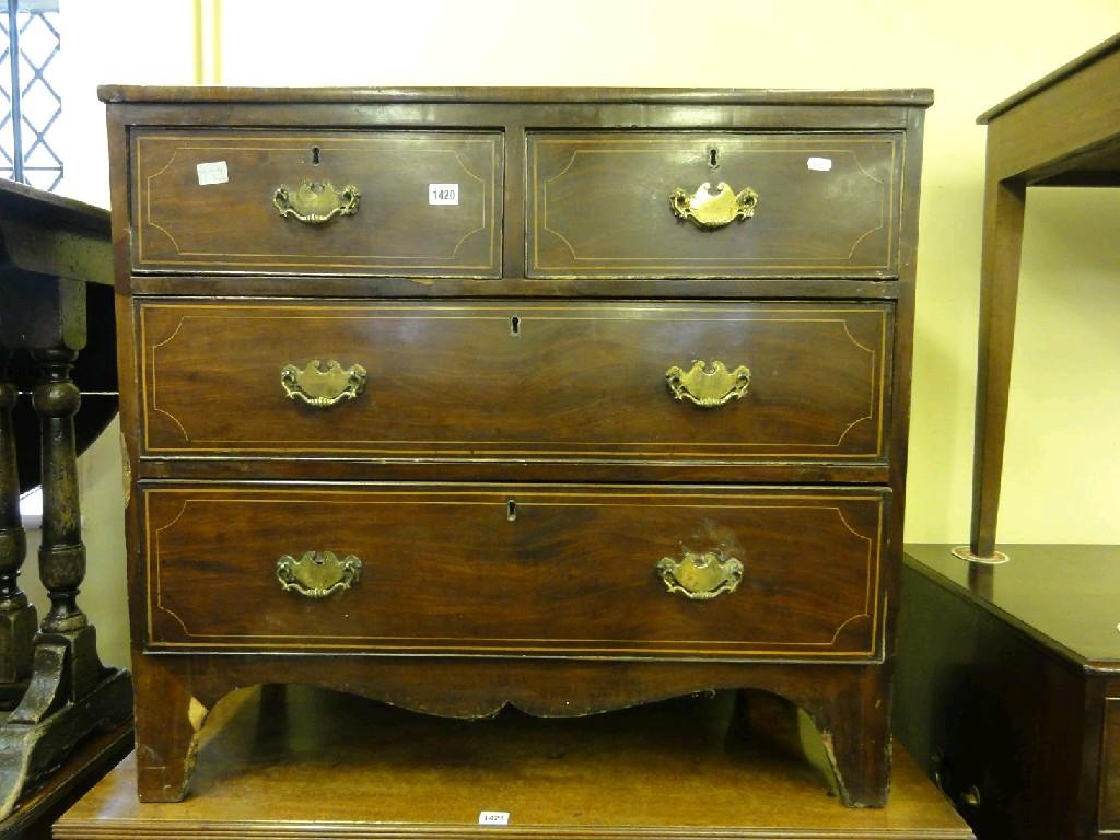 Appraisal: A small early th century mahogany chest fitted with two