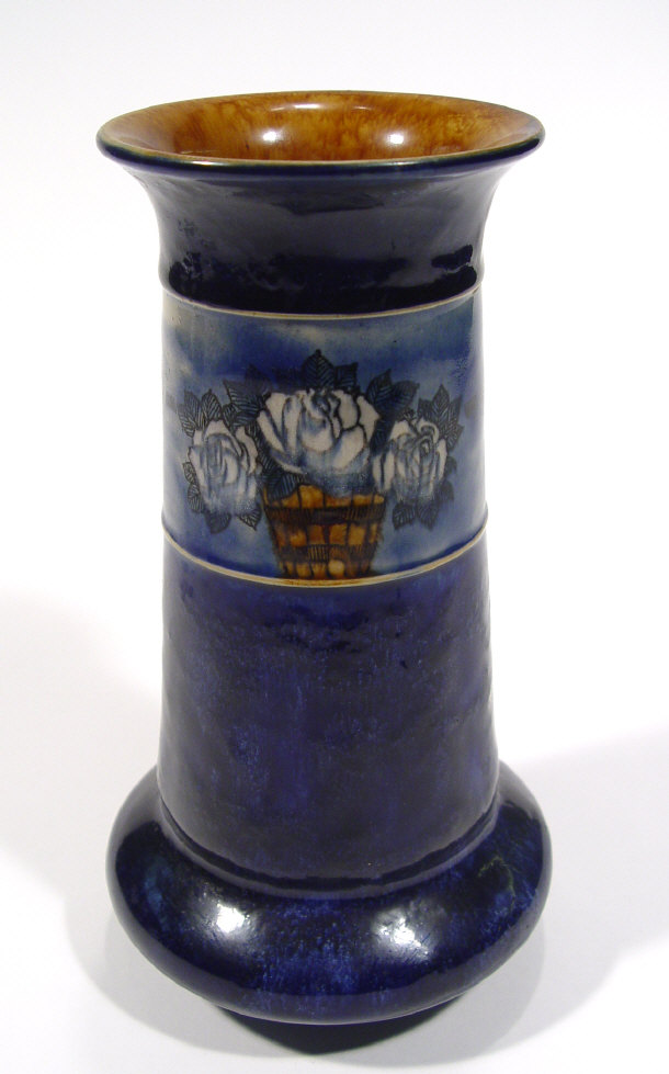 Appraisal: Royal Doulton stoneware vase decorated with a band of roses