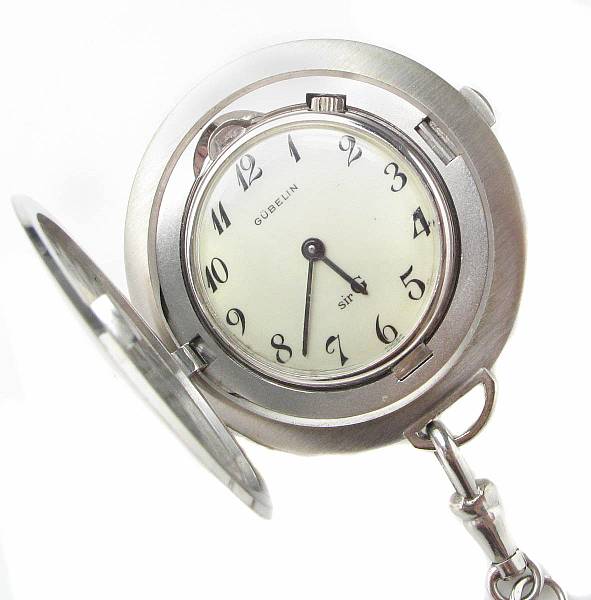 Appraisal: An k white gold pocketwatch with chain case and dial