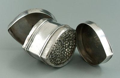 Appraisal: English silver nutmeg grater teardrop shape with hinged cover and