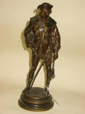 Appraisal: EMILE-LOUIS PICAULT French - Scholar th Century bronze figure of