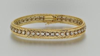 Appraisal: A Ladies' k Gold and Diamond Bracelet k yellow gold