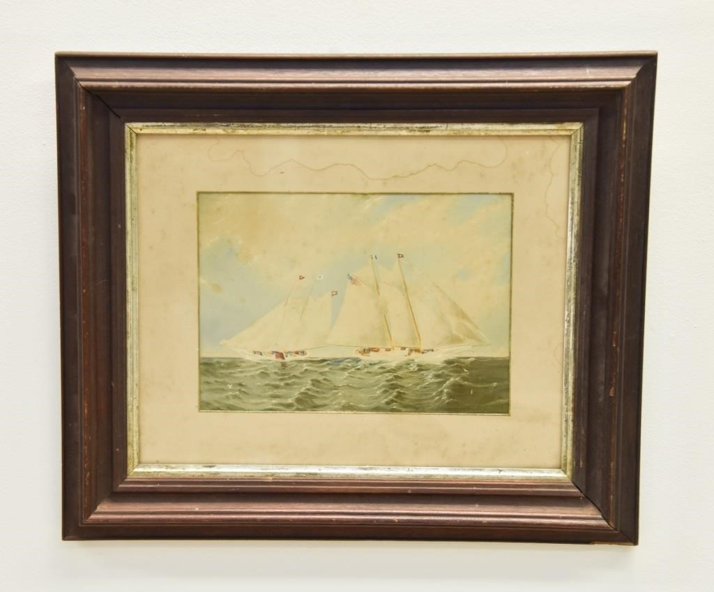 Appraisal: Hand colored print attributed to James Butterworth of two yachts