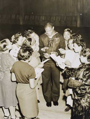 Appraisal: PEARL HARBOR HERO MILITARY Naval Hero Dorie Miller signing autographs