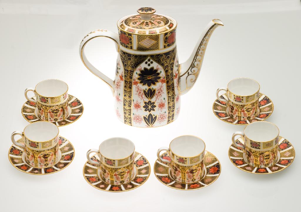 Appraisal: ROYAL CROWN DERBY PORCELAIN COFFEE SERVICE th century comprising coffee