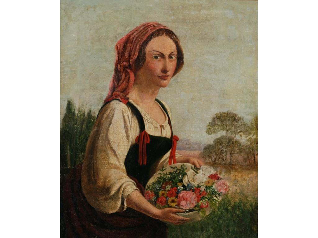 Appraisal: BRITISH SCHOOL nineteenth century OIL PAINTING ON CANVASYoung woman carrying