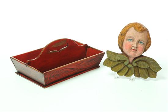 Appraisal: KNIFE BOX AND CHERUB American mid th century softwood Carved