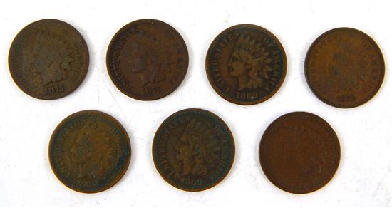 Appraisal: COINS Lot of seven better date Indian cents all average