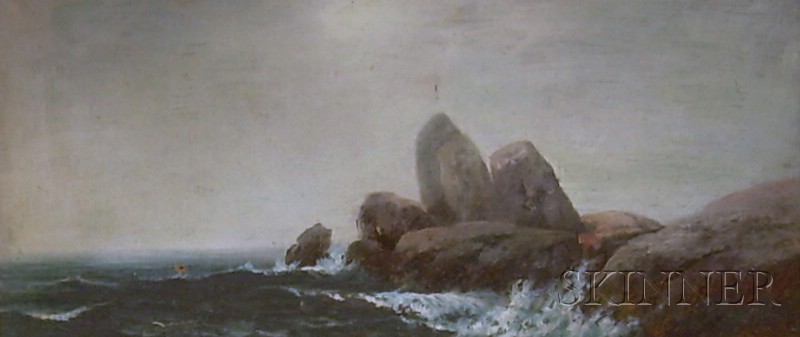 Appraisal: Framed Oil on Canvas View of a Rocky Coast by